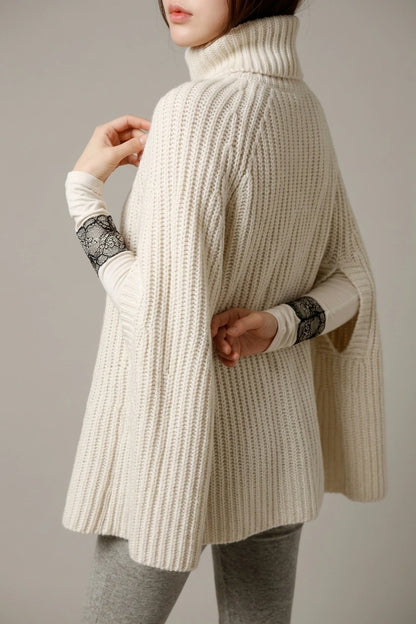 Women's Cape Turtleneck Jumper with Split Sleeves — variant_front