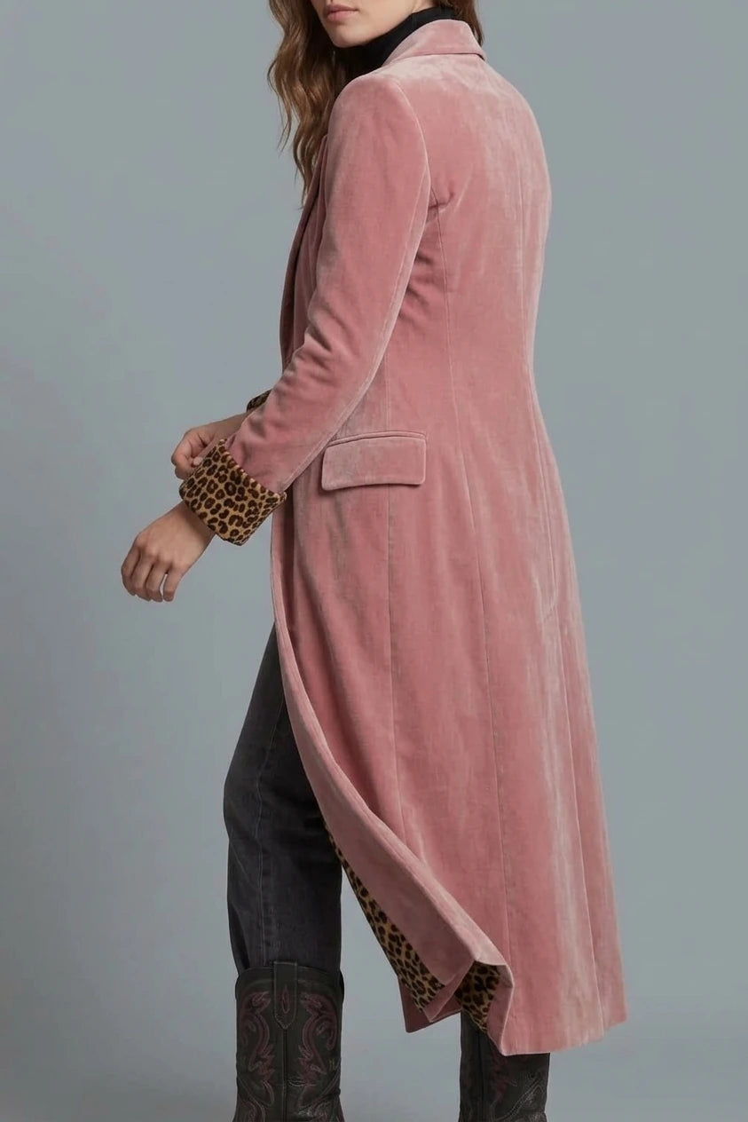 Lusavine – Leopard-lined velvet elegance – Long coat — variant_front