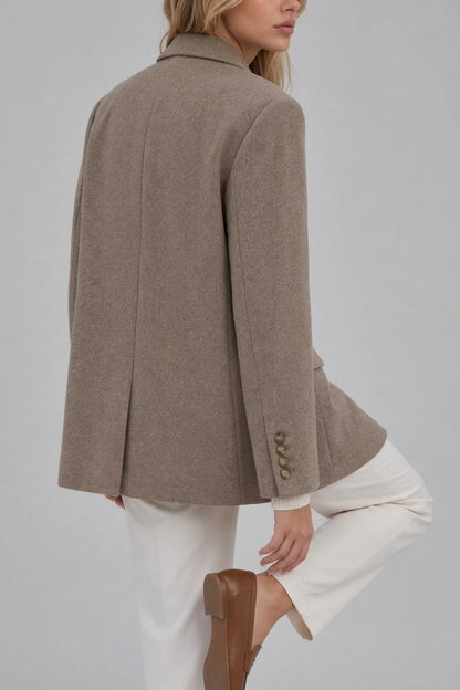 Women’s Oversized Double-Breasted Blazer – Tailored Longline Jacket — variant_front