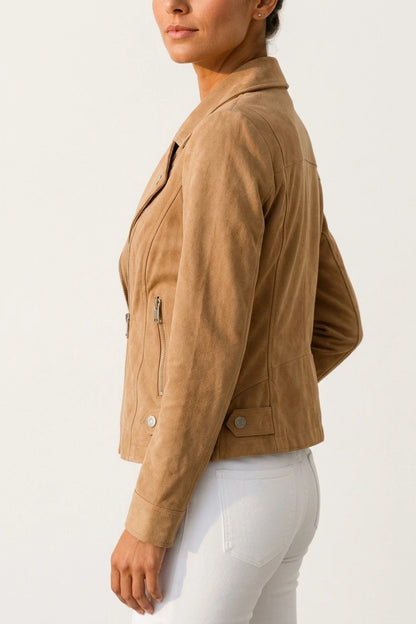 Women’s Suede Jacket – Cropped Tailored Jacket for Effortless Everyday Style — variant_front