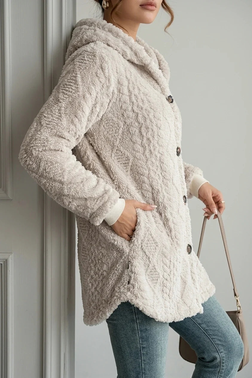 Wealthy Selection 2024 New Autumn Winter Warm Fashion Jacquard Hooded Cardigan Coat — variant_front