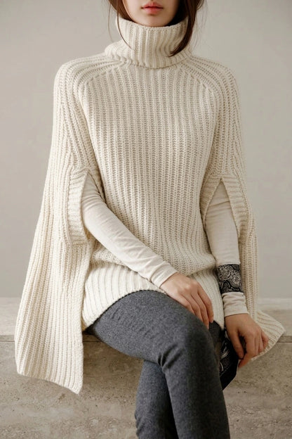 Women's Cape Turtleneck Jumper with Split Sleeves — variant_front