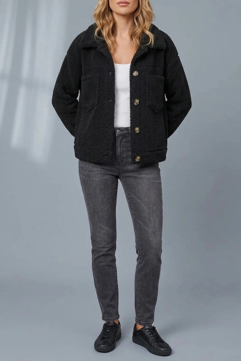 Floretta – Textured fleece style – Button-up jacket — variant_front