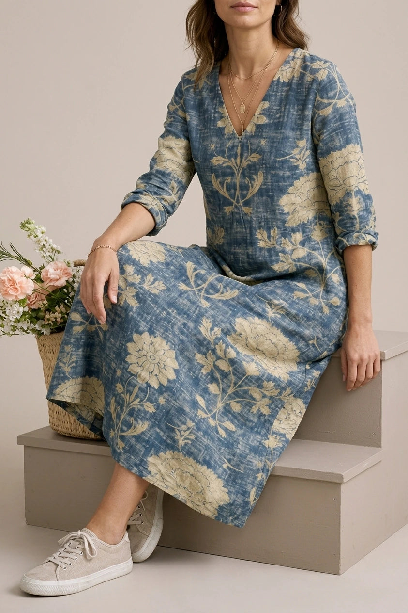 Linen Floral Dress — variant_front