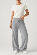 Women's Knitted Wide-Leg Trousers — High Waist Drawstring Pants
