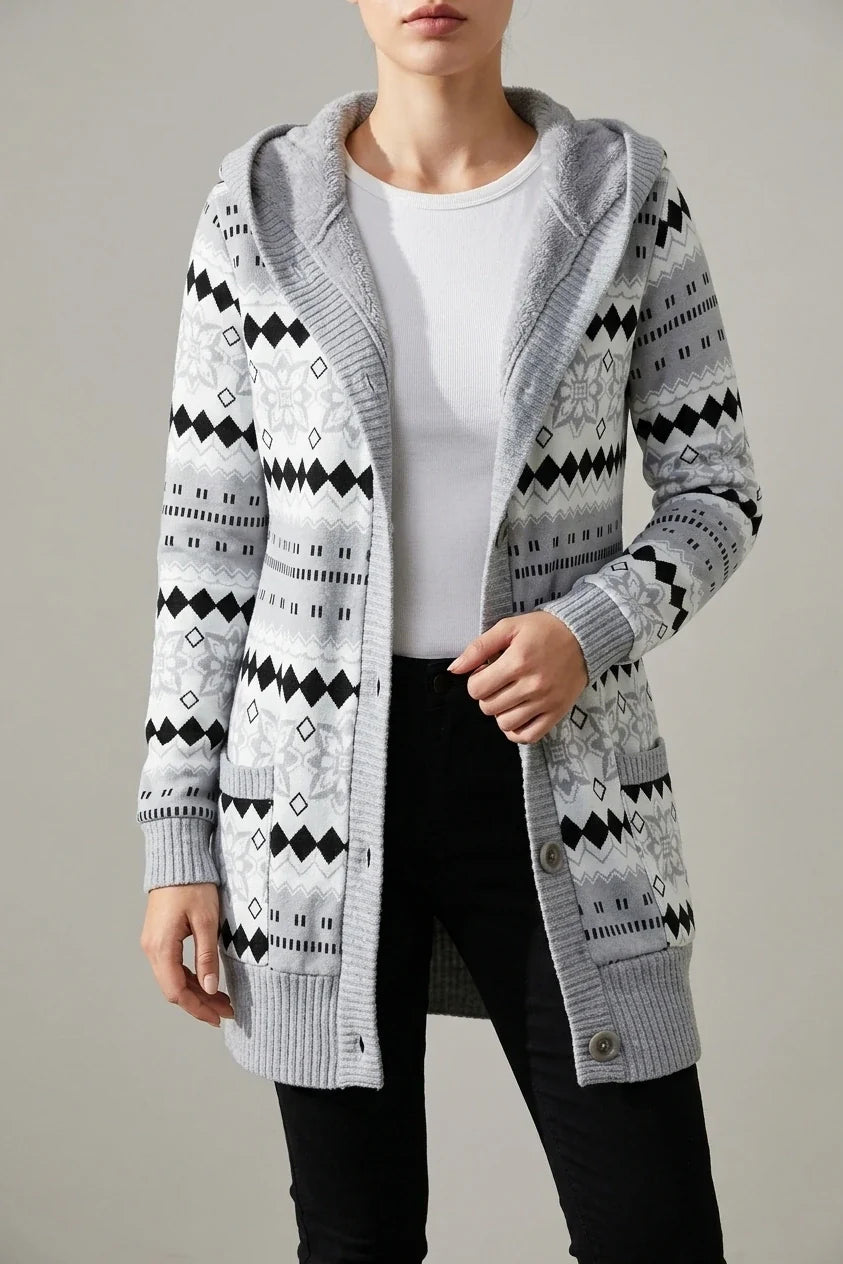 [Elegant Warm Cardigan] Elegant Warm Women's Cardigan | Fleece-Lined Hooded Sweater Coat | Autumn Winter European American — variant_front
