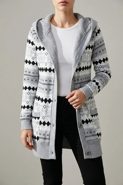 [Elegant Warm Cardigan] Elegant Warm Women's Cardigan | Fleece-Lined Hooded Sweater Coat | Autumn Winter European American — variant_front