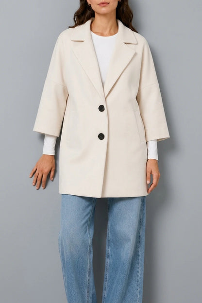 Women’s Elegant Longline Coat – Classic Lightweight Tailored Jacket — variant_front