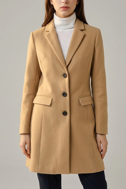 Notched Lapel Single Breasted Outwear Winter Pea Coat — variant_front