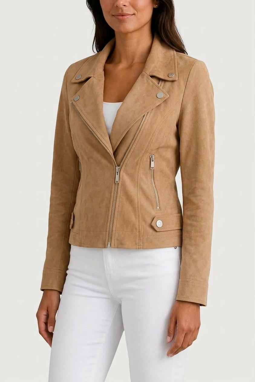 Women’s Suede Jacket – Cropped Tailored Jacket for Effortless Everyday Style — variant_front