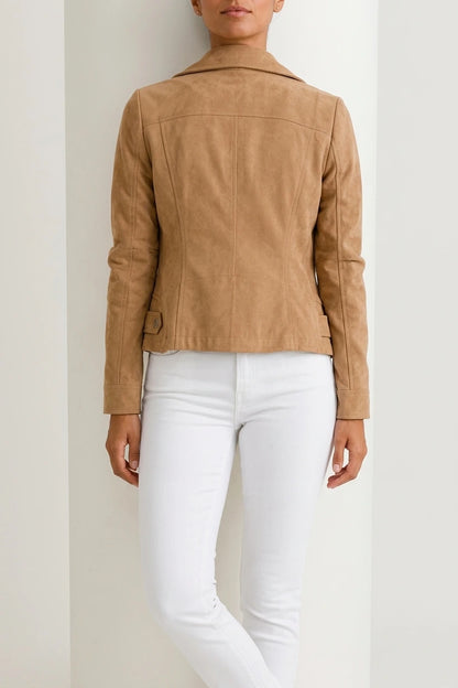 Women’s Suede Jacket – Cropped Tailored Jacket for Effortless Everyday Style — variant_front