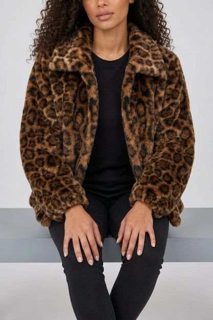 Women’s Leopard Print Faux Fur Jacket – Soft Plush Winter Coat — variant_front