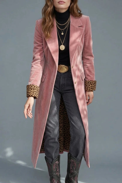 Lusavine – Leopard-lined velvet elegance – Long coat — variant_front