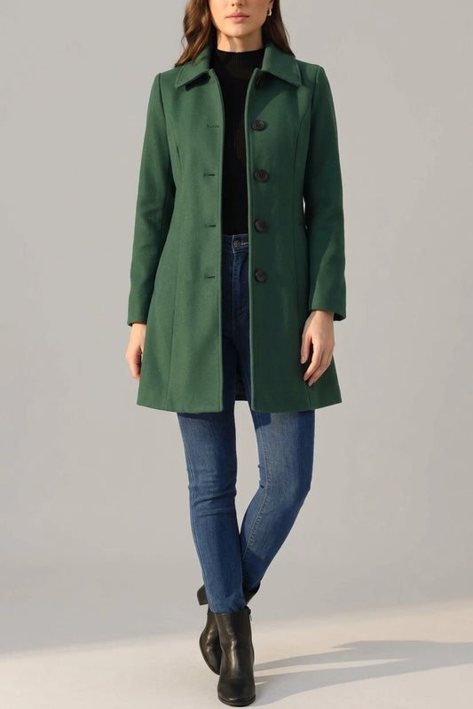 Solid Winter Single Breasted Long Warm Pocketed Pea Coat — variant_front