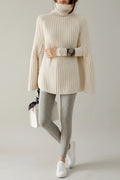 Cape Turtleneck Jumper with Split Sleeves - Relaxed Fit
