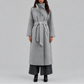 Belted Wrap Coat with Wide Collar, Longline Fit