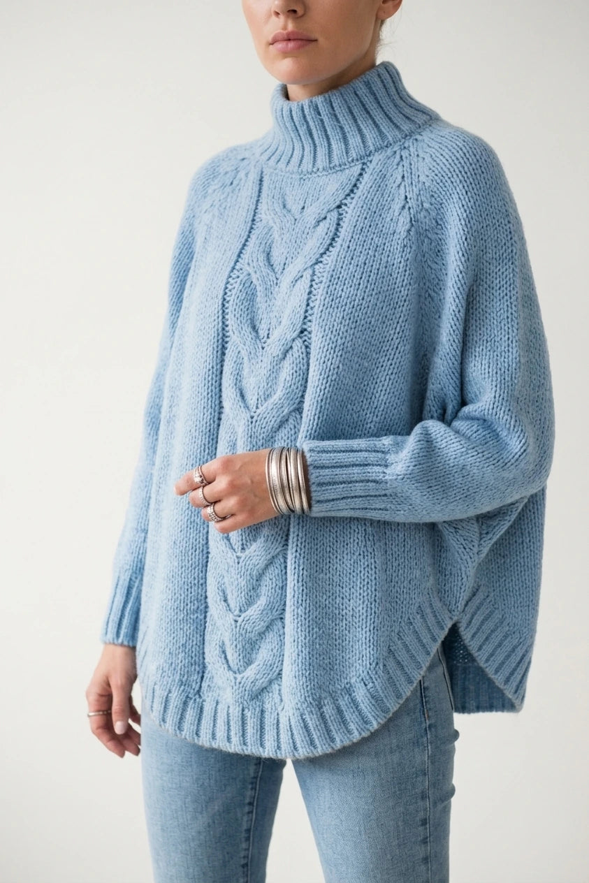 Women's Cable Knit Turtleneck Jumper Oversized Fit — variant_front