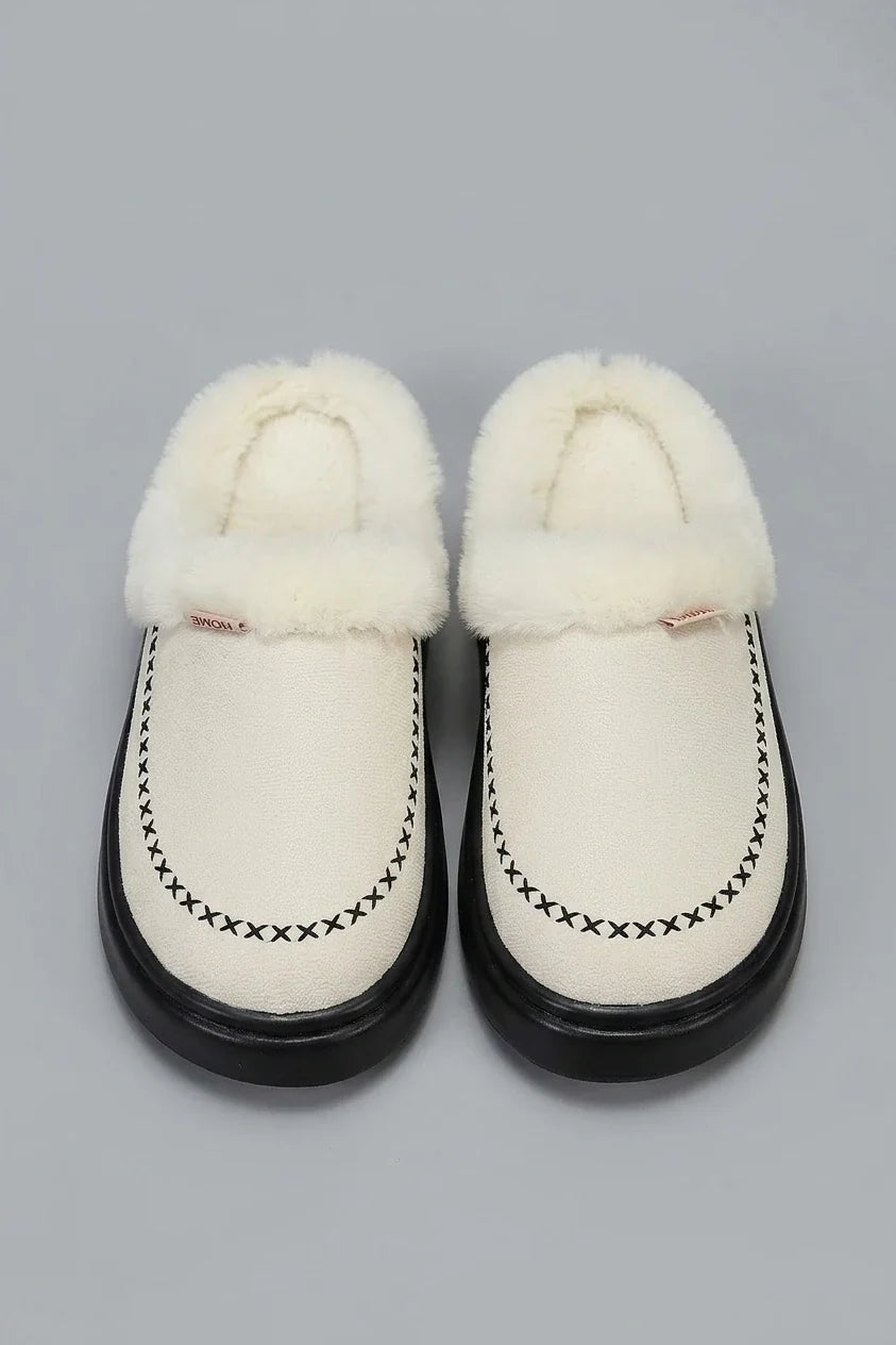 Solid Color Trim Retro Platform Backless Mule Slippers, Soft Lined Slides, Comfy Daily Shoes for Indoor And Outdoor Wear, Women Shoes — variant_front