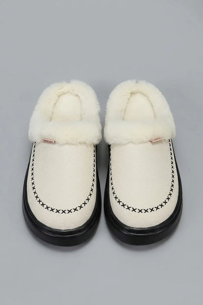 Solid Color Trim Retro Platform Backless Mule Slippers, Soft Lined Slides, Comfy Daily Shoes for Indoor And Outdoor Wear, Women Shoes — variant_front
