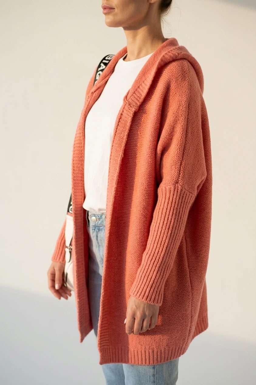 Women's Oversized Knit Cardigan with Open Front — variant_front