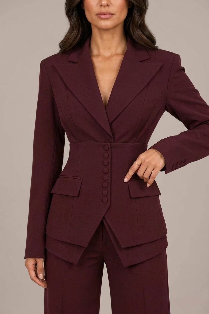 Women’s Tailored Three-Piece Suit – Cinched Waist & Wide-Leg Trousers — variant_front