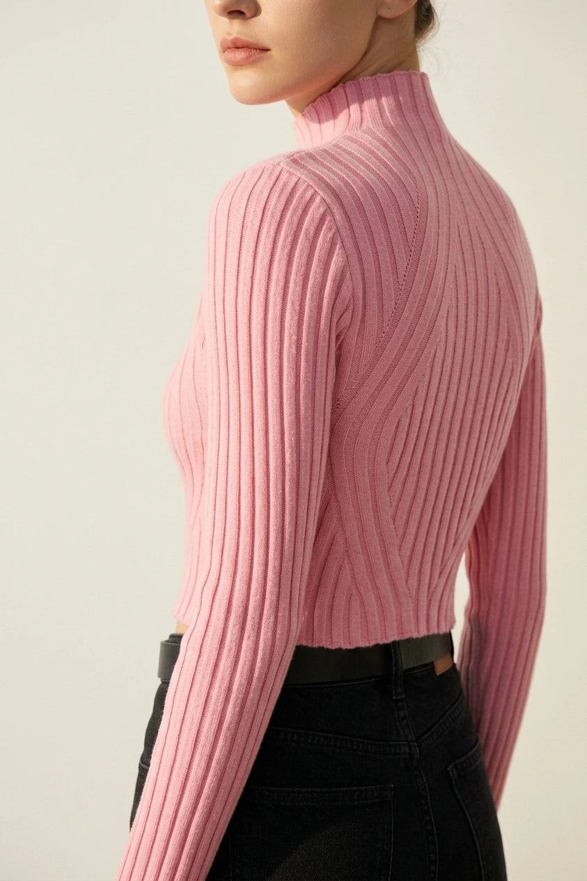 Women's Ribbed Roll Neck Jumper Long Sleeve — variant_front