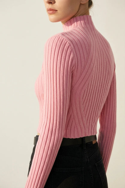Women's Ribbed Roll Neck Jumper Long Sleeve — variant_front