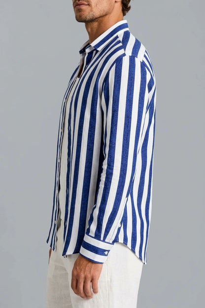 Men’s Striped Linen Look Shirt – Relaxed Summer Button-Up Style — variant_front