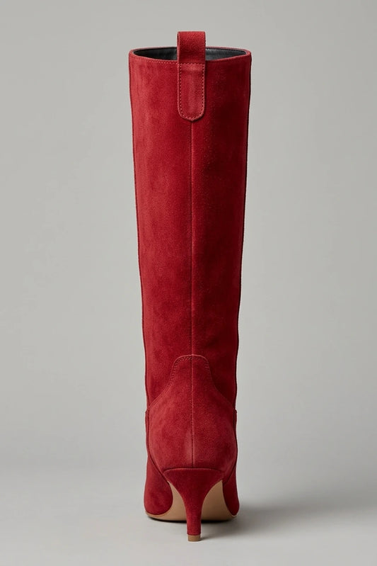 Women's Suede Kitten Heel Knee-High Boots – Roanelle — variant_front