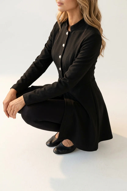 Women’s Stand Collar Jacket – Elegant Button-Up Spring & Autumn Coat — variant_front
