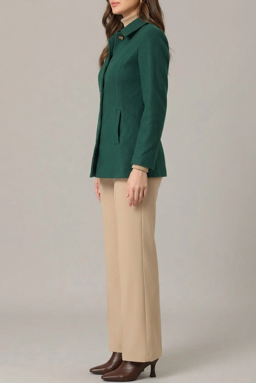 Work Office Winter Overcoat Single Breasted Point Collar Pea Coat — variant_front