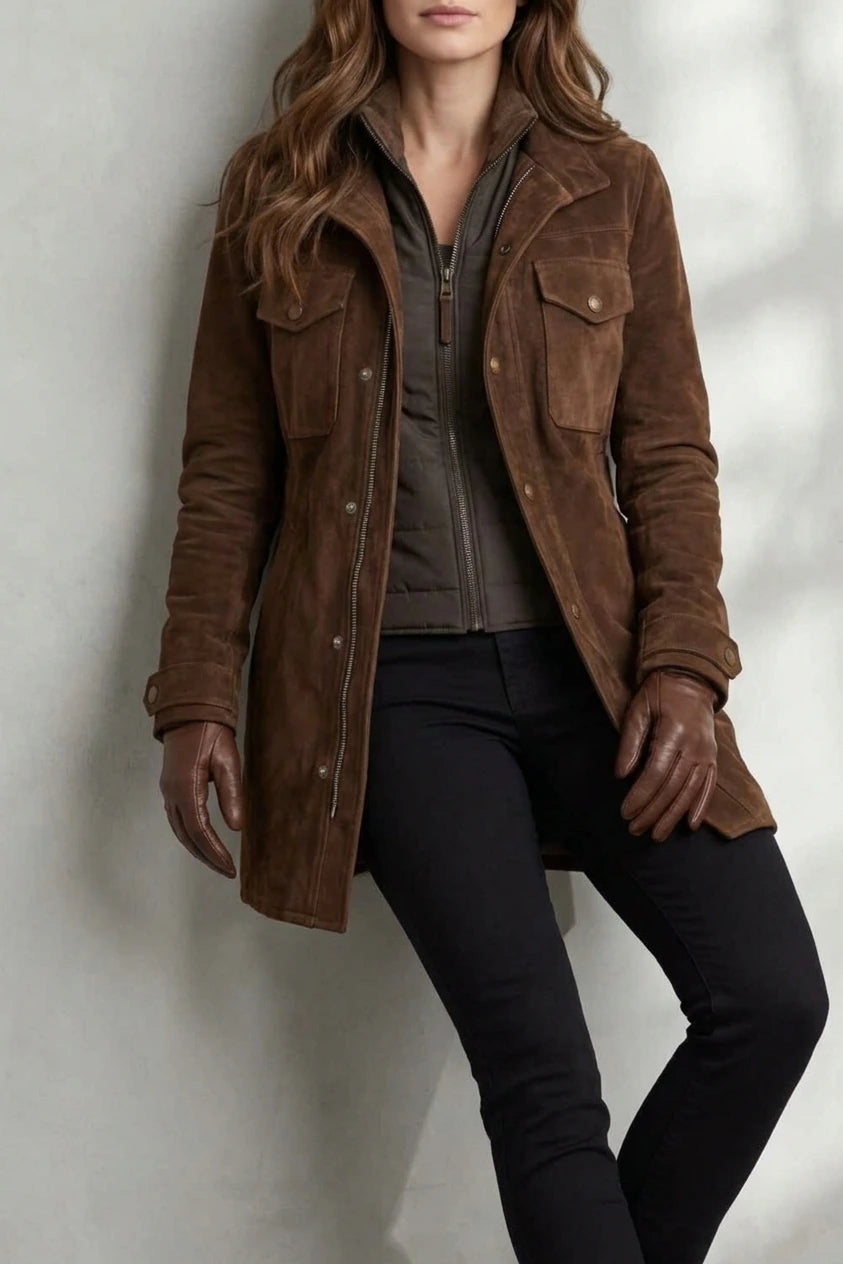 Bellavue – Tailored suede finish – Longline coat — variant_front