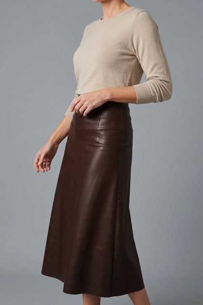 Faux Leather High Waist Midi Skirt — variant_front
