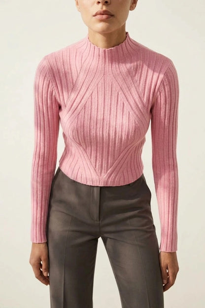 Women's Ribbed Roll Neck Jumper Long Sleeve — variant_front