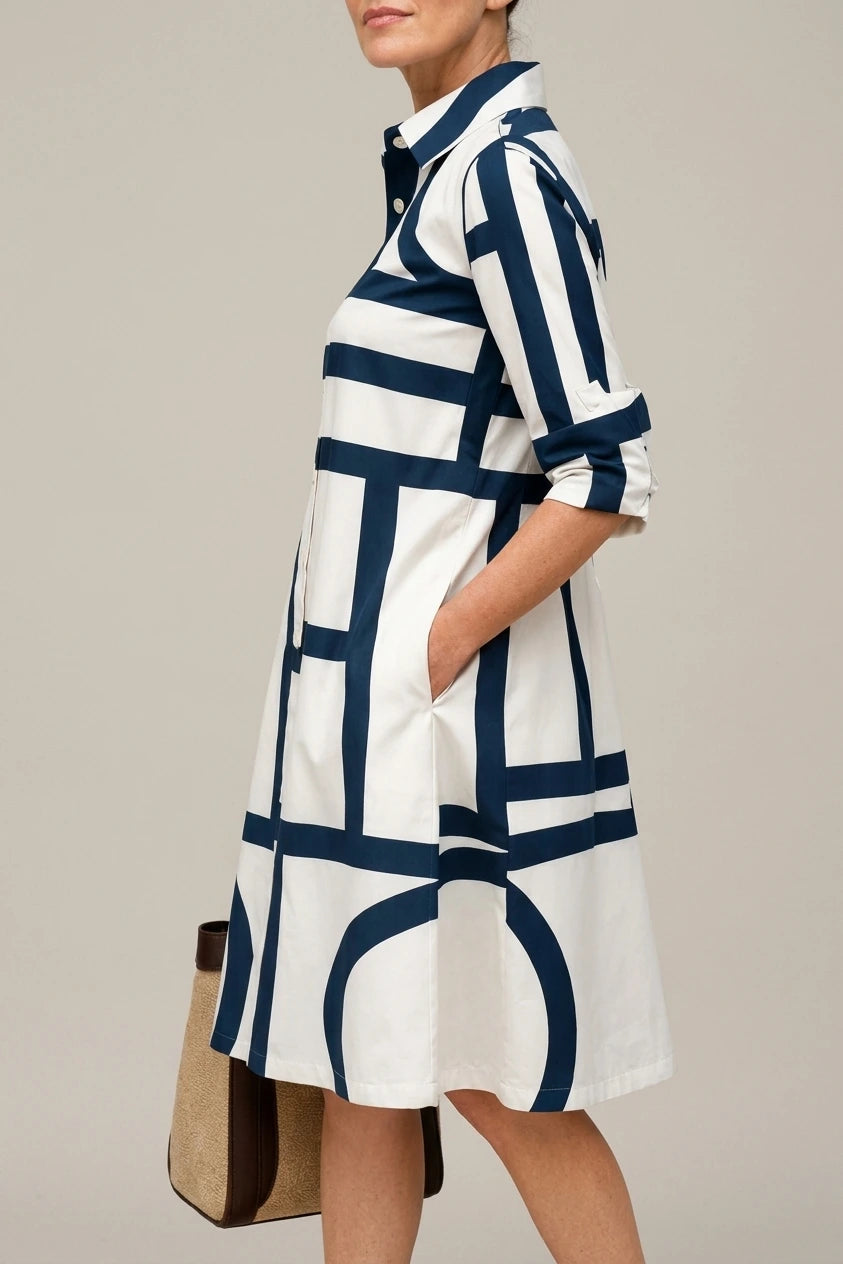 Elegant Geometric Midi Dress – Sophisticated & Timeless — variant_front