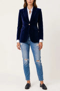 Elegant Layer Velvet Blazer - Tailored Single-Button Jacket