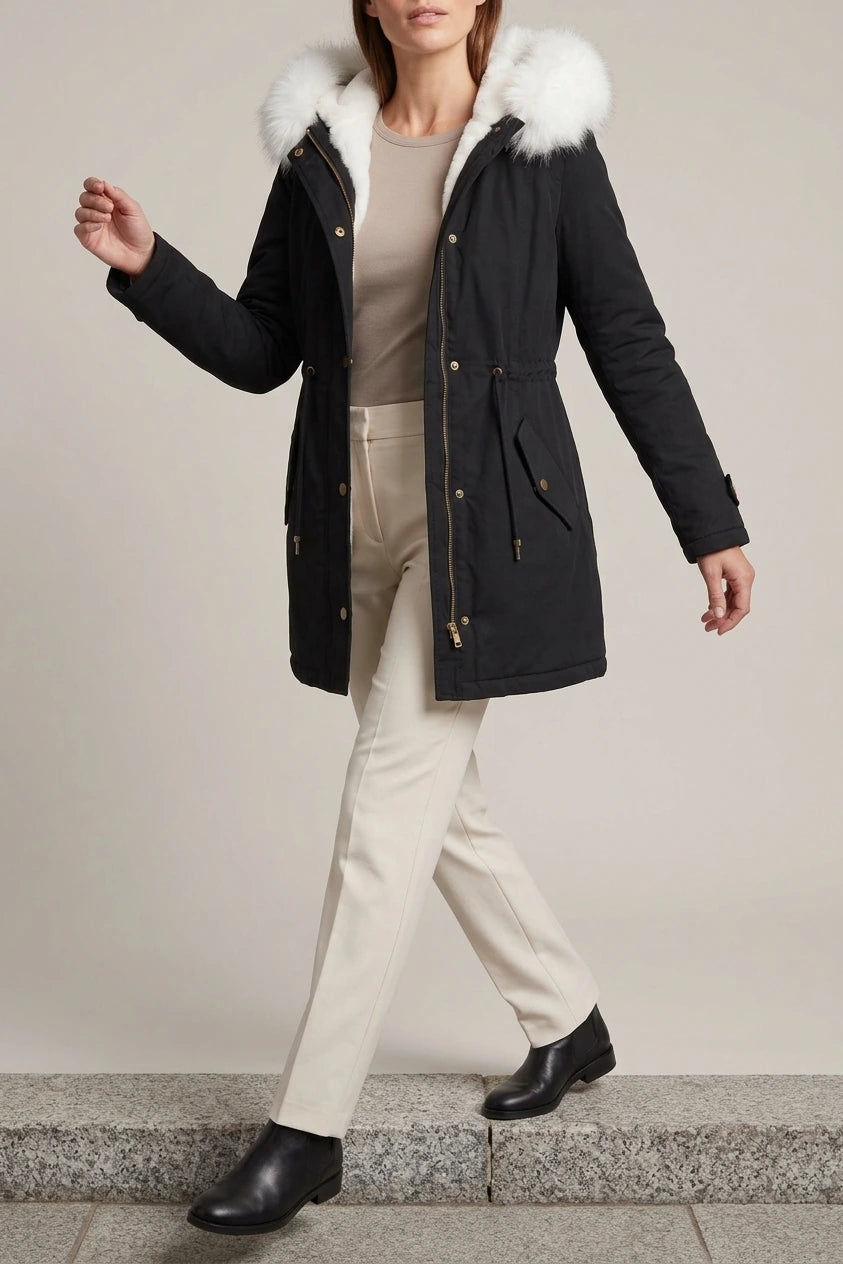 Hooded Parka Faux Fur Trim Winter — variant_front