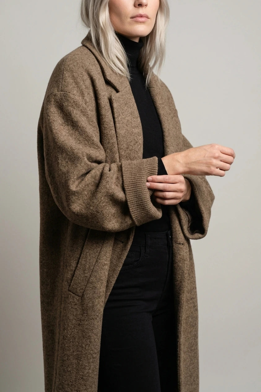 Women's Oversized Longline Coat Double-Breasted — variant_front