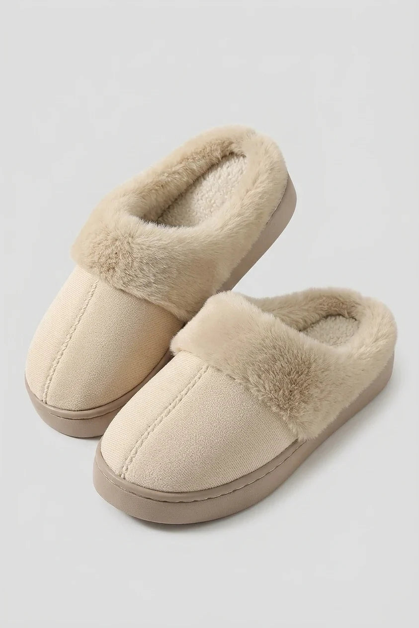 Autumn Winter Women's Plush Slippers / New Fashion Trendy Indoor Outdoor Wear / Universal Color Thick Sole Elegant Versatile / Warm Comfortable Home Essential, Women Shoes — variant_front