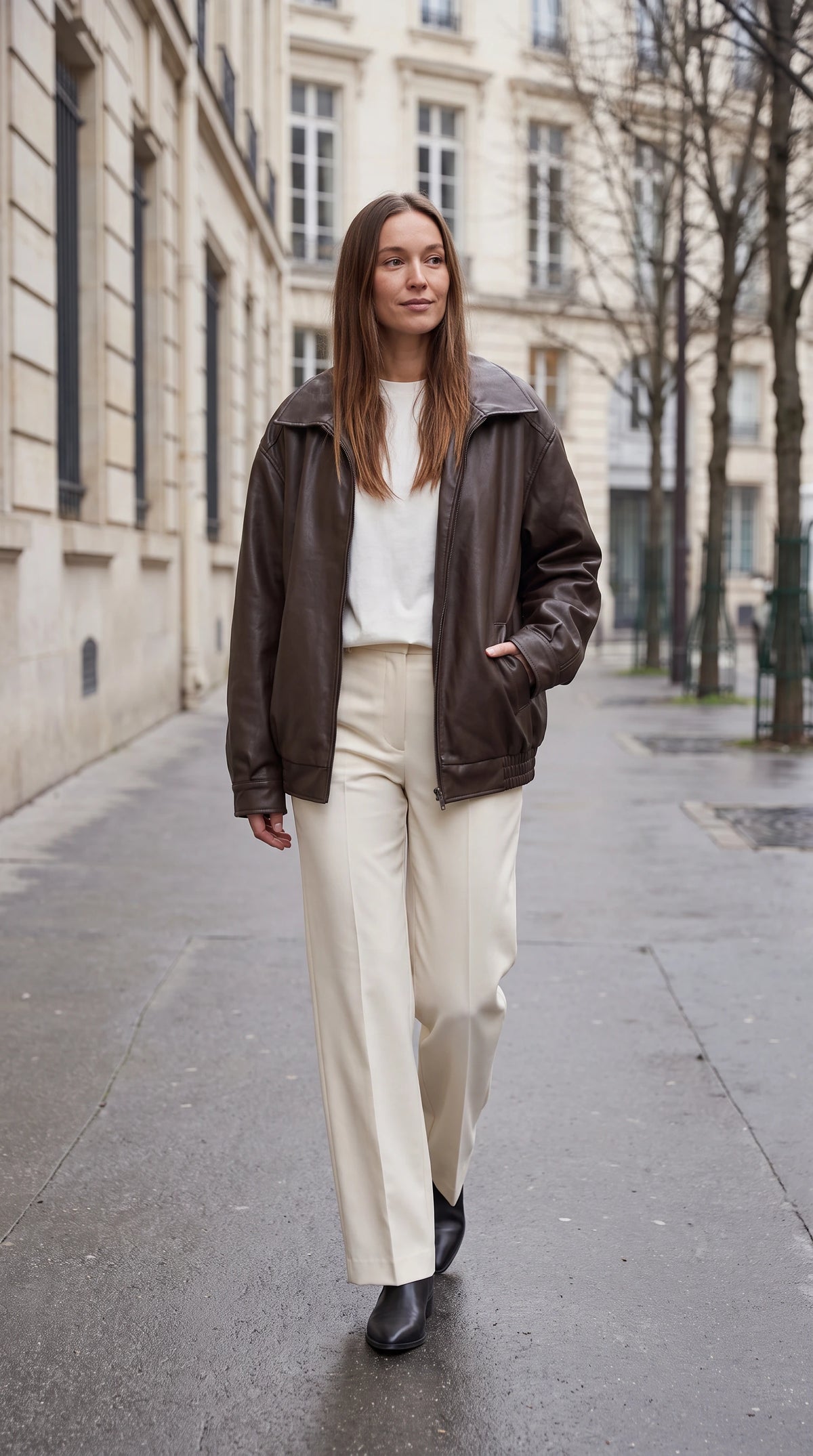 Brown Faux Leather Oversized Bomber Jacket — gallery_05.webp