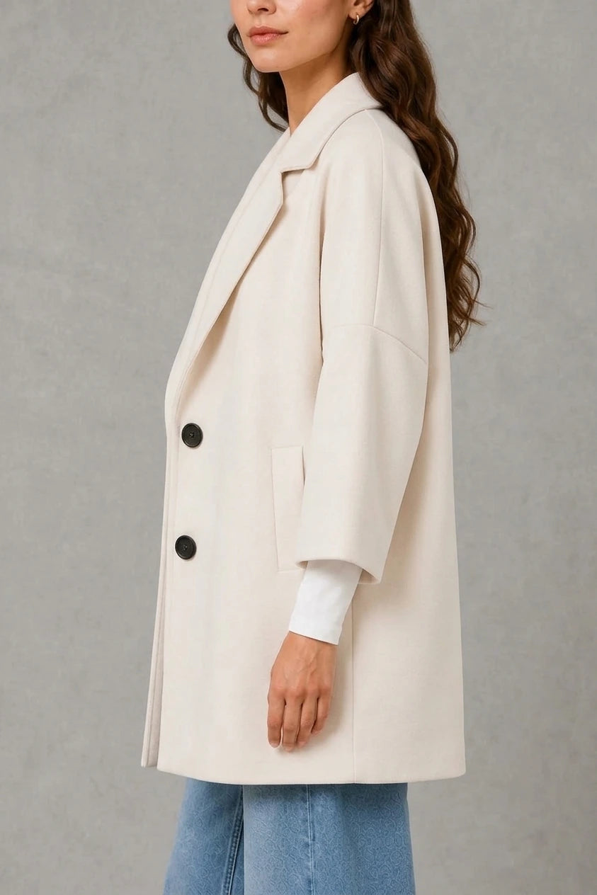 Women’s Elegant Longline Coat – Classic Lightweight Tailored Jacket — variant_front