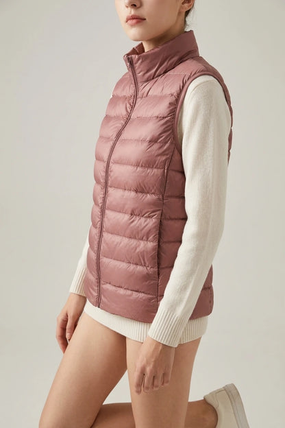 Lightweight Padded Gilet with Stand Collar and Zip Front — variant_front