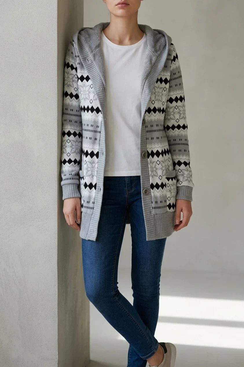 [Elegant Warm Cardigan] Elegant Warm Women's Cardigan | Fleece-Lined Hooded Sweater Coat | Autumn Winter European American — variant_front