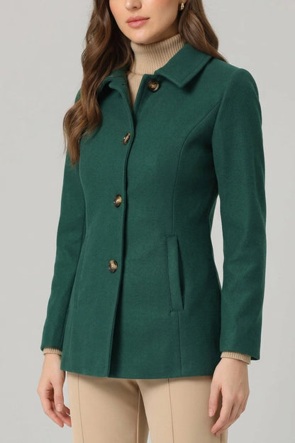 Work Office Winter Overcoat Single Breasted Point Collar Pea Coat — variant_front