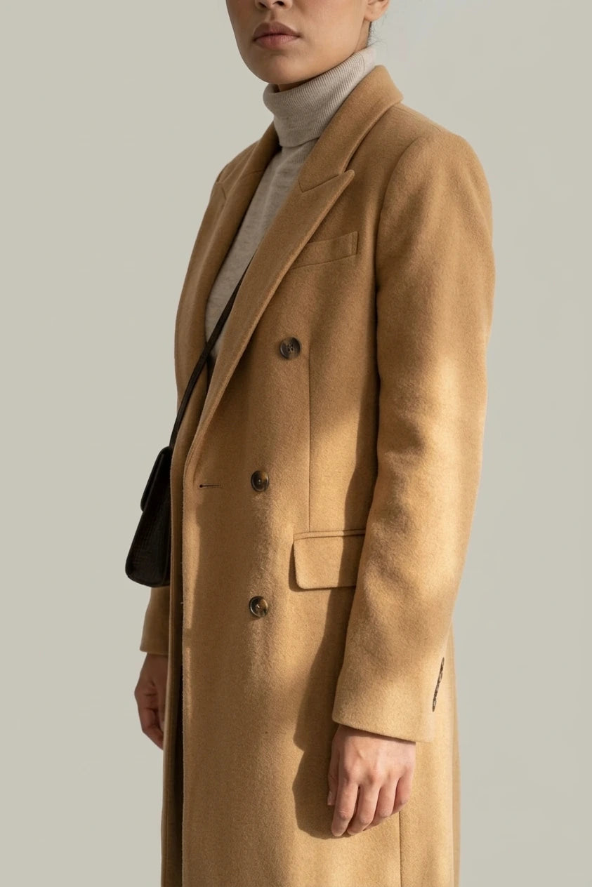 Women's Double-Breasted Wool Blazer Notched Lapel — variant_front