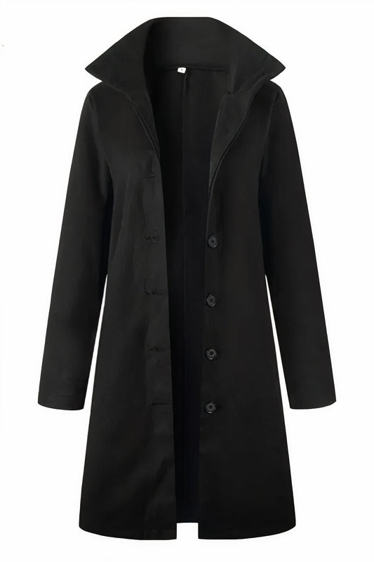 Women's Belted Longline Coat with Notch Lapel — variant_front