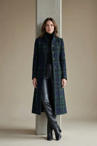 Rowleigh – Highland check silhouette – Wool blend coat — variant_front