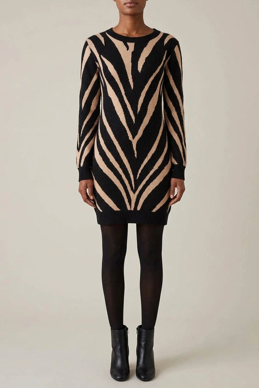 Animal Print Short Knit Dress — variant_front