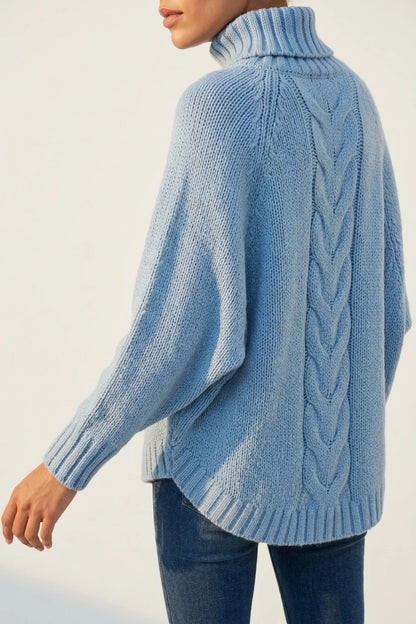 Women's Cable Knit Turtleneck Jumper Oversized Fit — variant_front