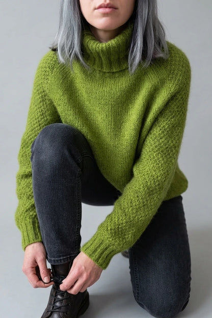 Women's Oversized Turtleneck Jumper with Ribbed Cuffs — variant_front